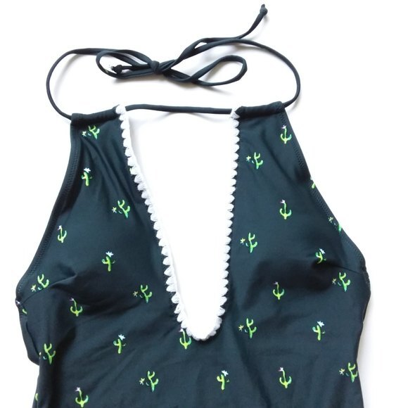 Cupshe Cactus Print Plunge One Piece Swim Suit S - Picture 11 of 12